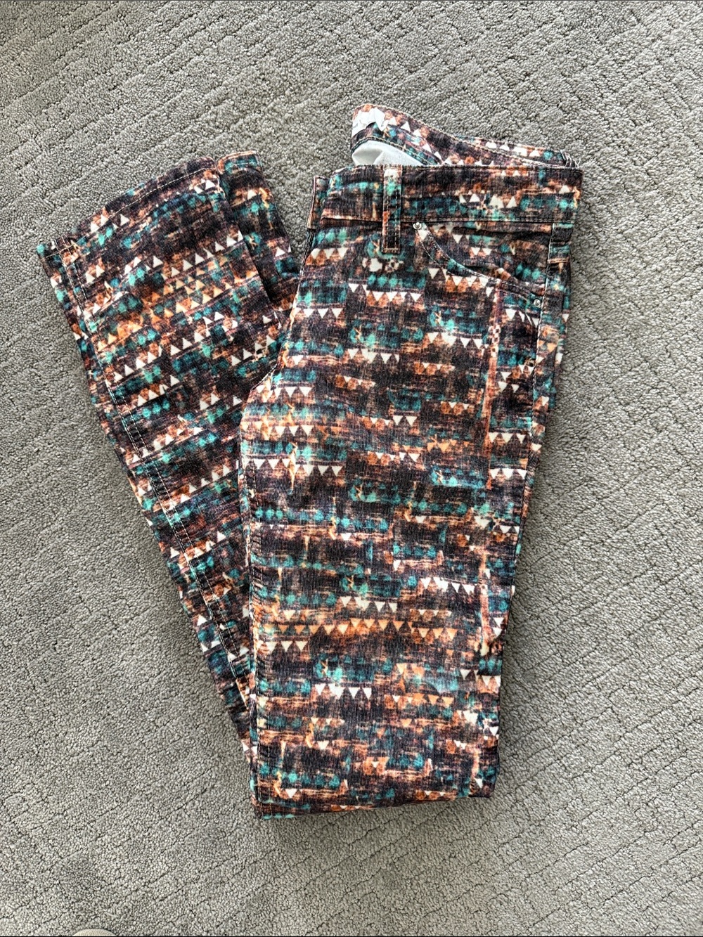 Isabel Marant Geometric Print Skinny Pants - Teal, Rust, Black